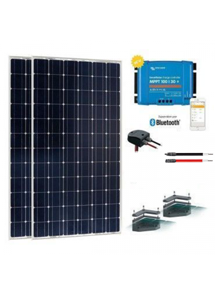 Kit solaire camping-car 140W/12V/1600VA-70-16A batterie Lithium  convertisseur MultiPlus victron energy. - Equipement Solaire