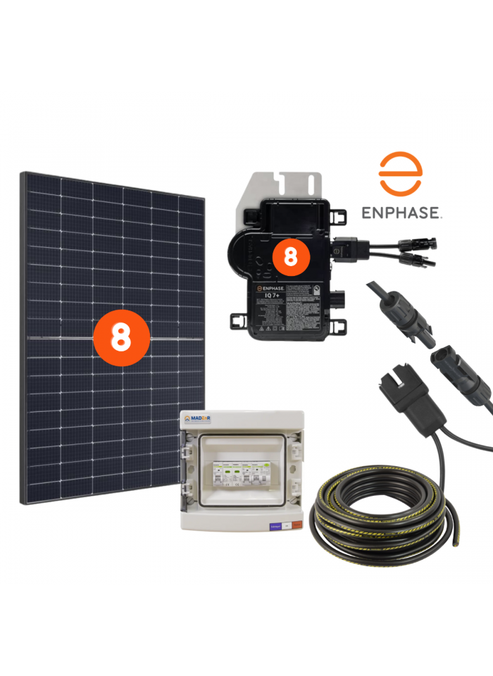 Kit solaire 3kW avec panneaux Trina 375Wc Micro-onduleur Enphase IQ8AC et  bac à lester RENUSOL+