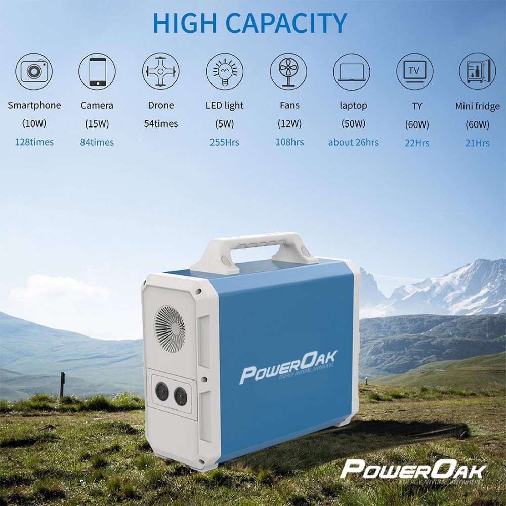 PowerOak PS6 Home Power 500Wh Générateur Solaire avec prise 220V