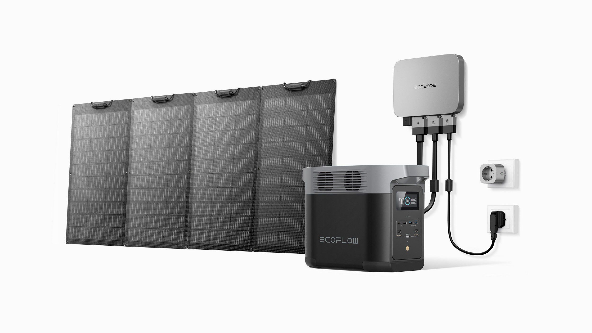 PACK ECOFLOW DELTA 2 MAX 2400W Station d'énergie 220V solaire LiFePO4  portable + 2 Panneaux solaires pliables 220W